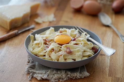 Tagliatelles carbonara la vraie Les Pépites de Noisette