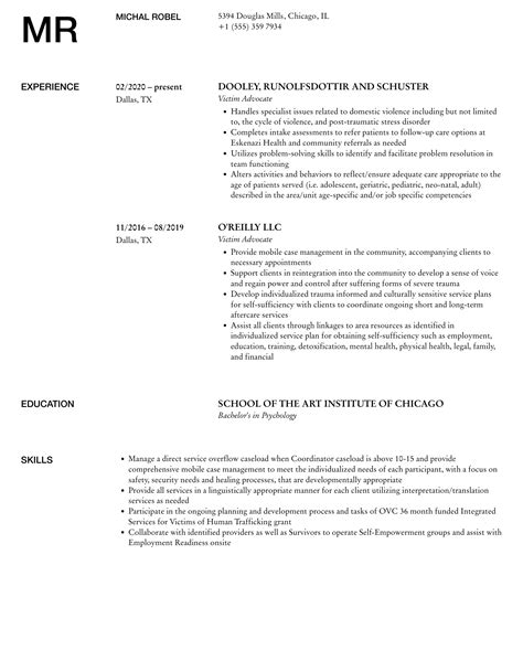 Victim Advocate Resume Samples Velvet Jobs