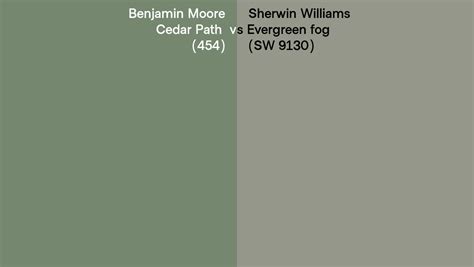 Benjamin Moore Cedar Path 454 Vs Sherwin Williams Evergreen Fog SW