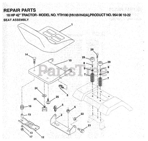 Husqvarna Yth 180 954001022 Husqvarna Yard Tractor 1994 03 Seat Parts Lookup With Diagrams