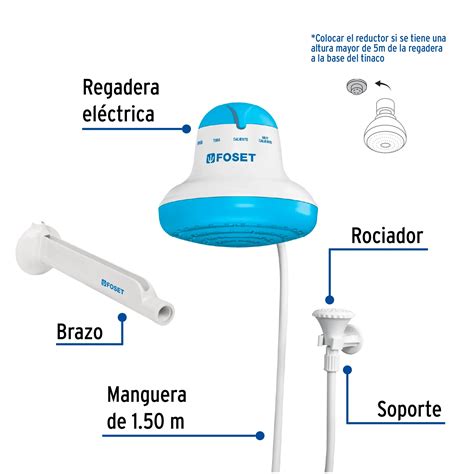 Regadera eléctrica de 4 temperaturas 6 1 2 Azul Foset