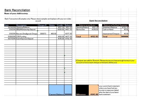 50 Bank Reconciliation Examples Templates 100 Free