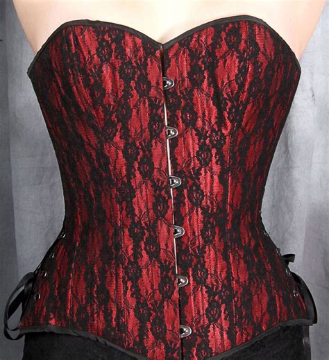 Red And Black Lace Corset Black Lace Corset Steel Boned Corsets Lace Corset