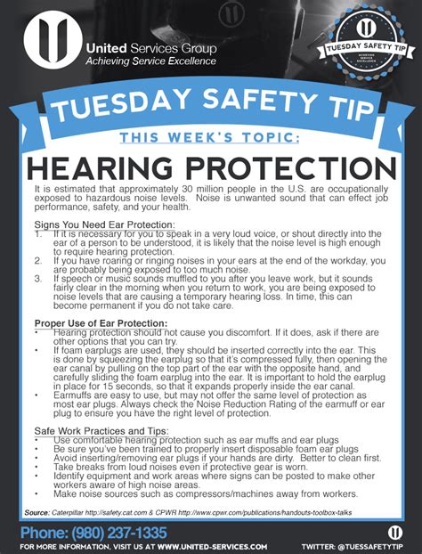 This Weeks Tuesday Safety Tip Is About Hearing Protection United