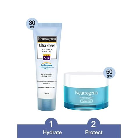 Neutrogena Hydro Boost Water Gel Blue 50 Gm And Neutrogena Ultra Sheer