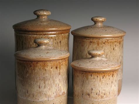 Stoneware Canister Set 4 Piece Pottery Etsy