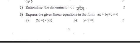 Express The Following Linear Equations In The Form Ax By C 0 And