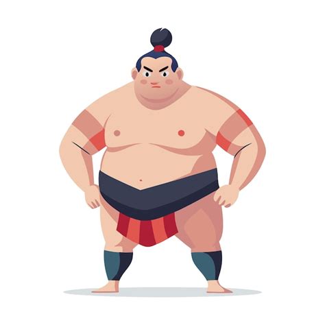 Cartoon Sumo Wrestler Character In Traditional Attire Premium Ai