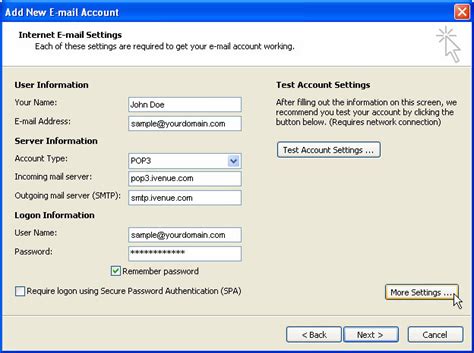 Microsoft Outlook 2007 Settings For Rediffmailpro