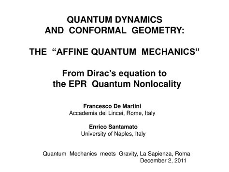 Ppt Quantum Dynamics And Conformal Geometry The Affine Quantum