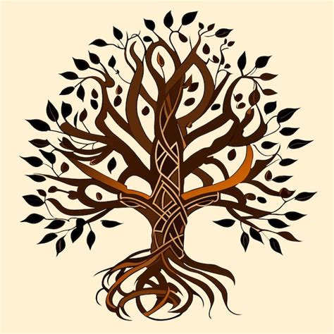 Premium Vector Hand Drawn Tree Life In Brown Shades