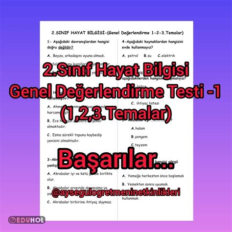 Hayat Bilgisi Genel Değerlendi Eduhol Ders Videoları İzle Online