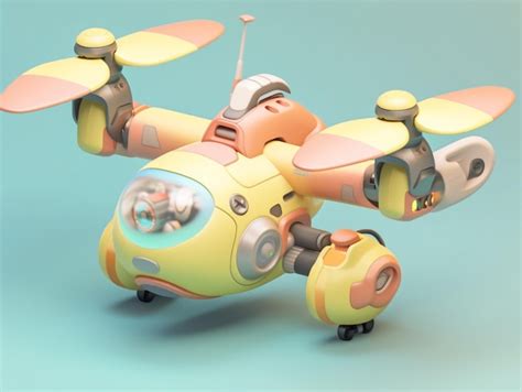 Premium AI Image A Yellow And Pink Toy Drone With A Number 2 On The