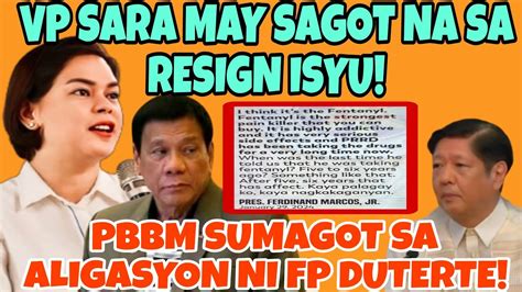 Vp Sara May Sagot Sa Panawagan Na Mag Resign Si Pbbm Aligasyon Ni Fp