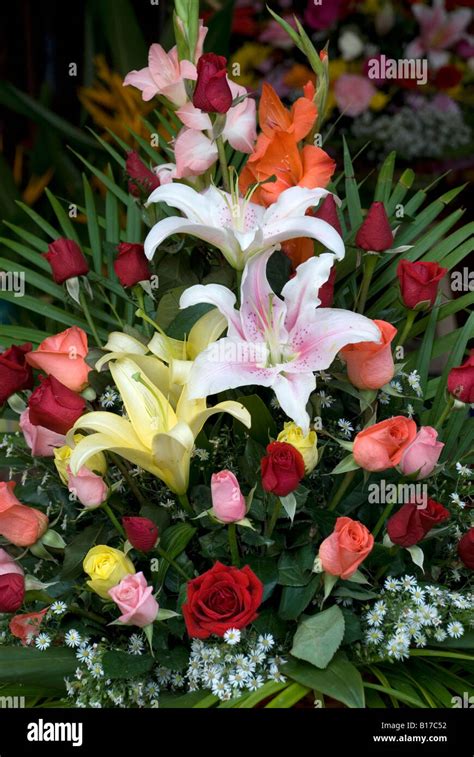 Cambodia Phnom Penh flower arrangement at Central Market Stock Photo ...