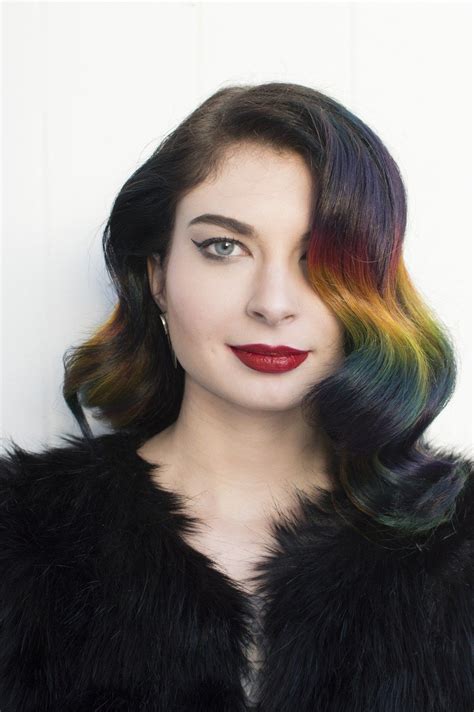 Rainbow Ombré Hair Color Technique With Brunette Roots Photos