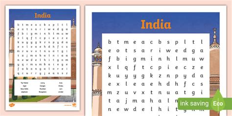 India Word Search Teacher Made Twinkl