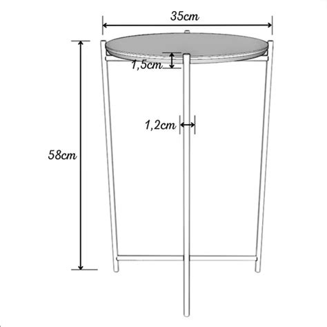 Mesinha Lateral Redonda Articulada Tampo Mdf Dobravel R 100 Em