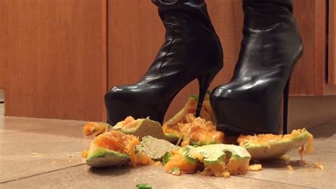 Melon Spiked And Crushed Under Tall Stiletto Leather Platform Boots Youtube