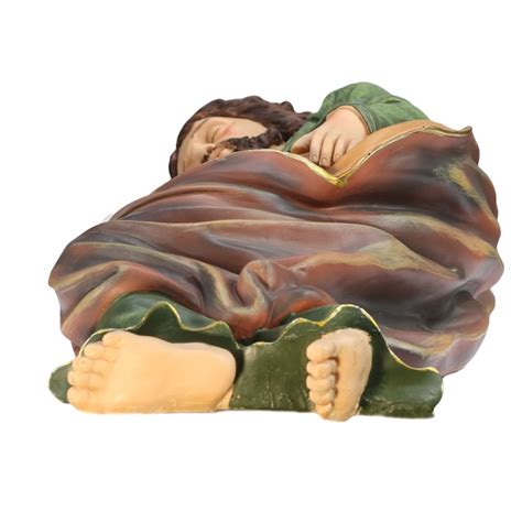 Cm Coloured Resin Statue Of Saint Joseph Sleeping