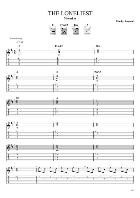 Måneskin THE LONELIEST Chords Tabs imanMD