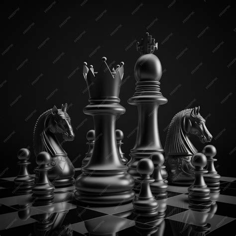 Premium Photo | Chess pieces black and white isolated on Black ...