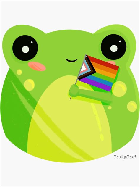 Cute Lil Rainbow Progress Gay Pride Flag Frog Sticker By Scullysstuff Redbubble