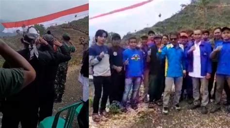 Unik Bendera Raksasa Merah Putih Berkibar Di Bukit Panyangrayan