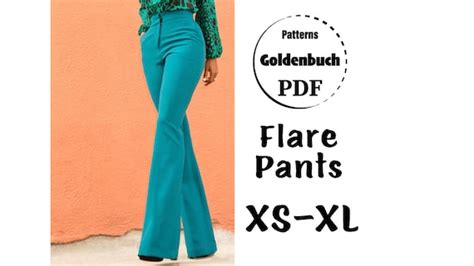 XS XL Flared Pants PDF Sewing Pattern Bell Bottom Trousers Etsy