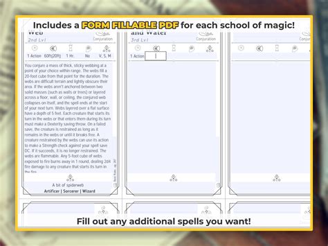 Artificer Spell Cards For Dnd E Form Fillable Pdfs Included