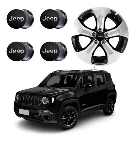 Jogo Calota Jeep Renegade Preta Cromada Miolo Roda Original