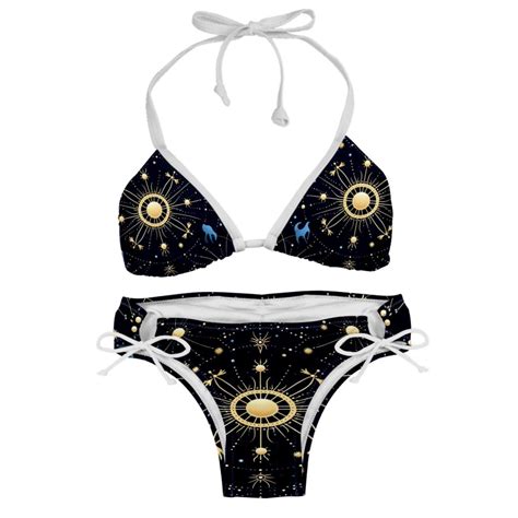 Virgo Constellation Adjustable Strap Detachable Sponge Bikini Set Two Pack For Beach And Pool