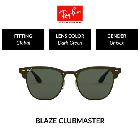 Ray Ban Blaze Clubmaster Rb3576n 04371 Global Fitting Sunglasses