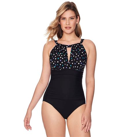 Womens Croft And Barrow® Split High Neck One Piece Swimsuit High Neck