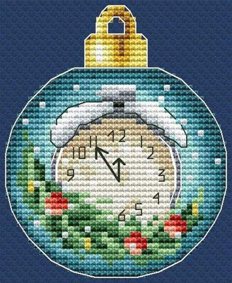 Clock Cross Stitch Pattern Christmas Pattern Christmas Bauble PDF