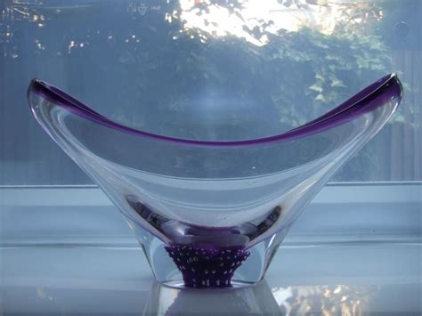 Superb C1960s Large THOMAS WEBB Cased Amethyst Blown BUBBLE Glass