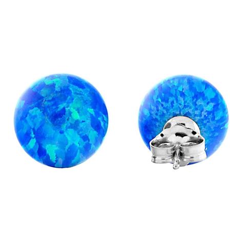 Mm Australian Pacific Blue Opal Ball Stud Post Earrings Etsy