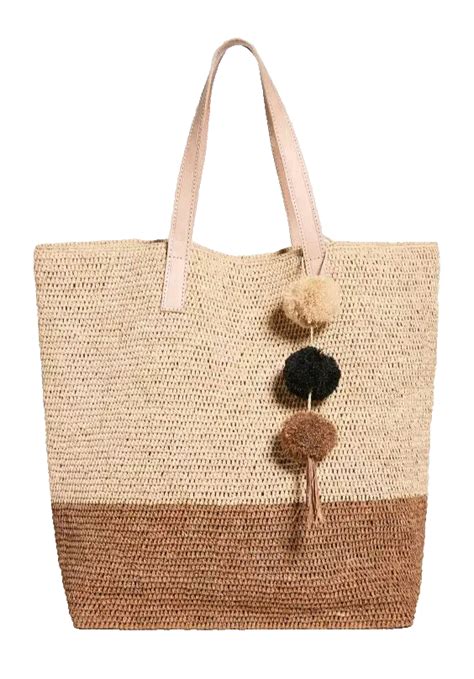 Mar Y Sol Montauk Sand Colorblock Raffia Handmade Tote Bag MSRP 165