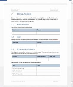 Database Design Document Template (MS Word) – Technical Writing Tools