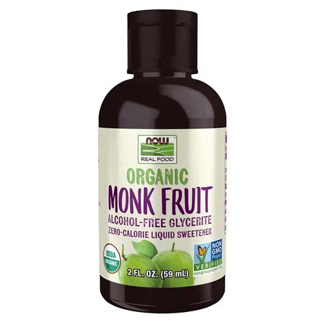 NOW Foods Organic Monk Fruit Zero Calorie Liquid Sweetener 2 Fl Oz