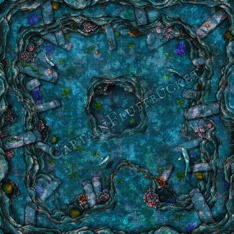 Underwater Cavern Battle Map for Dungeons and Dragons. VTT, Digital Map ...