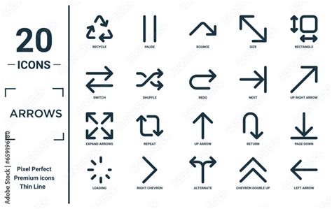 Arrows Linear Icon Set Includes Thin Line Recycle Switch Expand