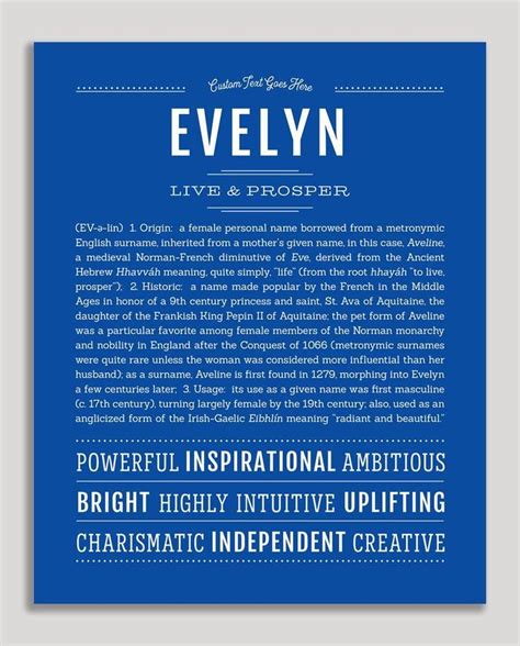 Evelyn Name Art Print Classic Names Names Names With Meaning