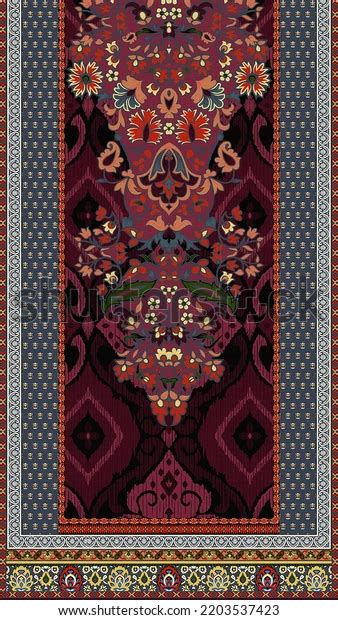 Digital Textile Design Pattern Geomatrical Motif Stock Illustration