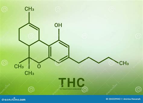 THC Or Tetrahydrocannabinol Molecular Structural Chemical Formula Stock