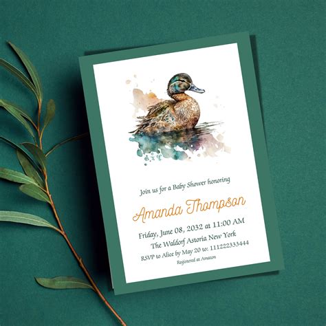 Mallard Duck Baby Shower Invitation Canva Template Duck Hunting Baby