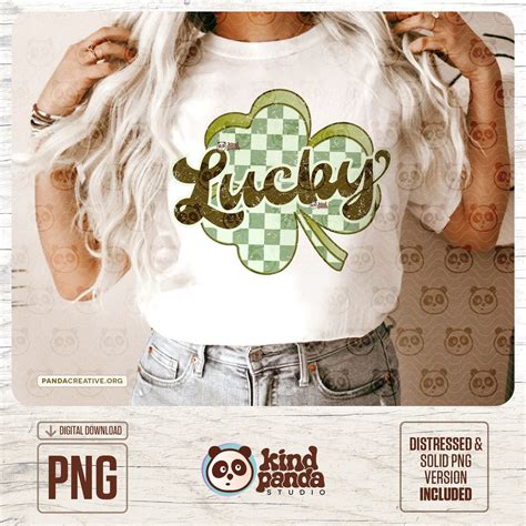 Checkered Shamrock Png Retro Lucky Sublimation Vintage St Patricks Day Shirt Design