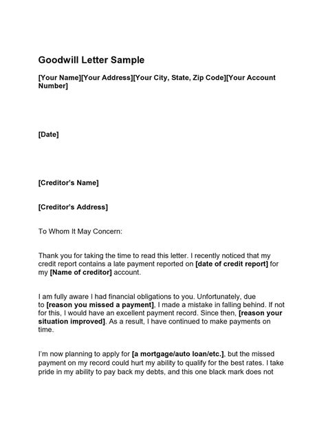 Free Goodwill Letter Templates Examples Templatelab