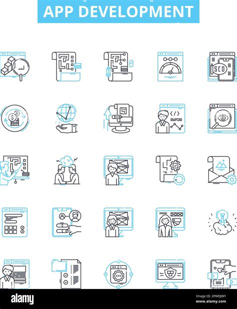 App Development Vector Line Icons Set App Development Design Mobile