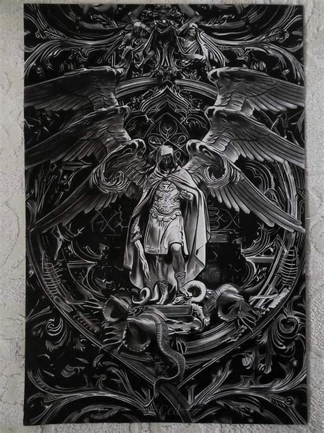 Seraphim Finally Done Drawn Using Charcoal And Black Pencils Size